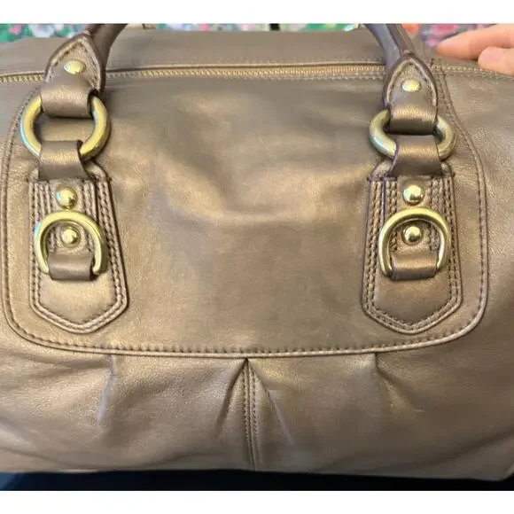 GUC Coach F15447 Ashley Satchel in Olive/Bronze Leather - Picture 8 of 13